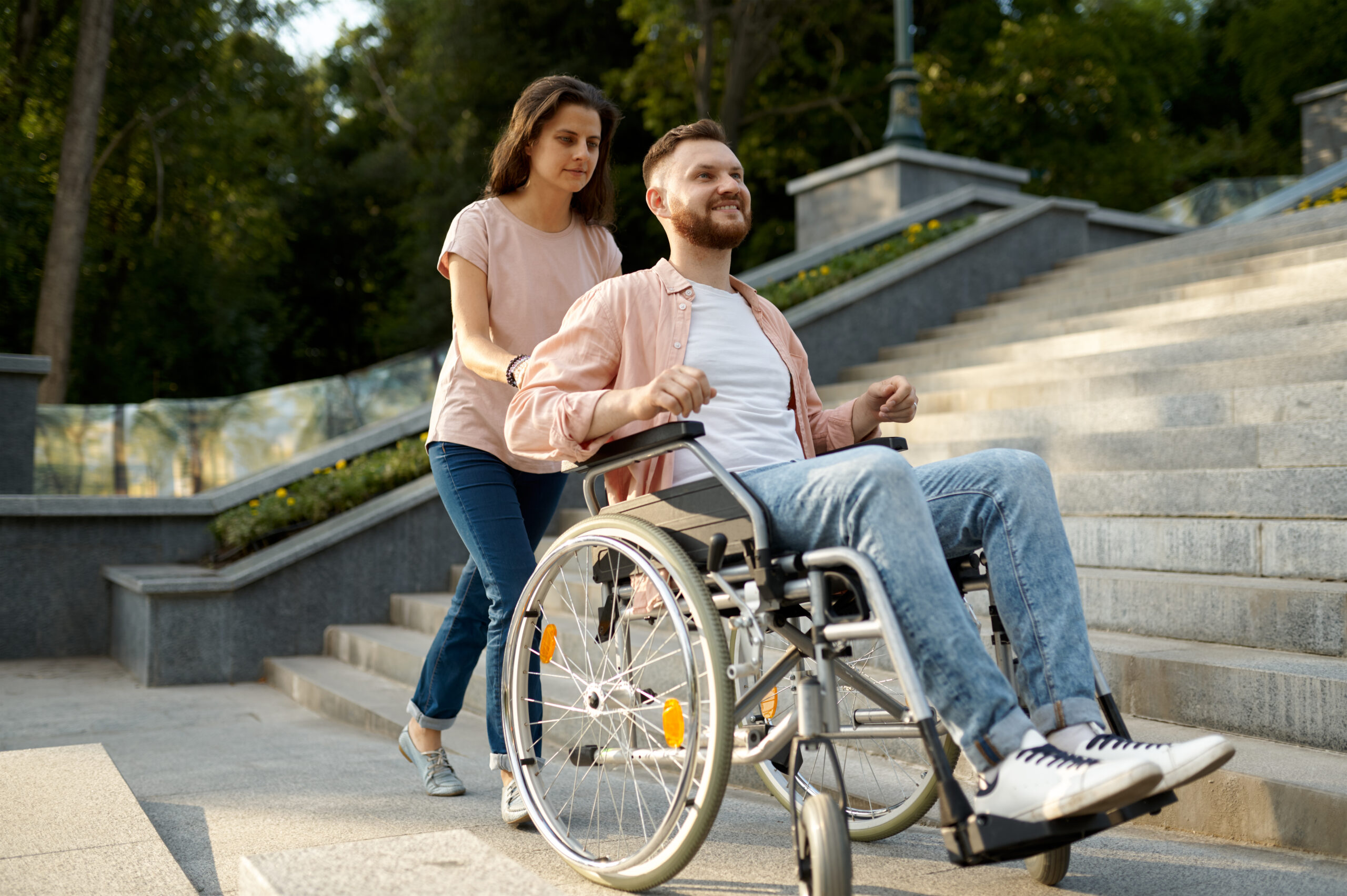NDIS participant receiving door-to-door transport in a wheelchair-accessible vehicle