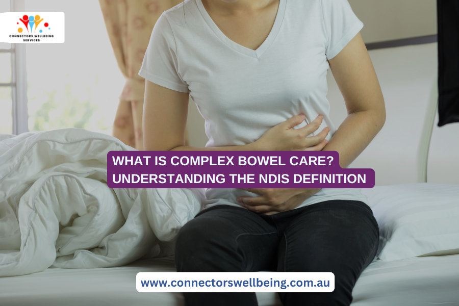 Person receiving complex bowel care support under NDIS in a clinical setting